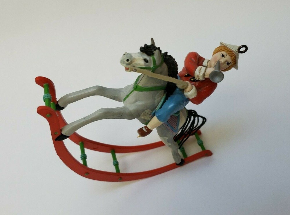 Vintage Enesco Boy on Rocking Horse Hanging Ornament