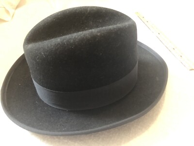 VINTAGE BAILEY FEDORA BLACK HAT BOLLMAN CO 100% WOOL LARGE  display picture 1