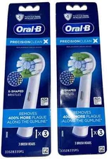 Lot Of 2 Oral-B Precision Clean 3ct/each Replacement Brush Heads New