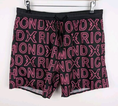 John Richmond Badeshorts Logo Print | Herren XL | Schwarz Neu mit Etikett Designer