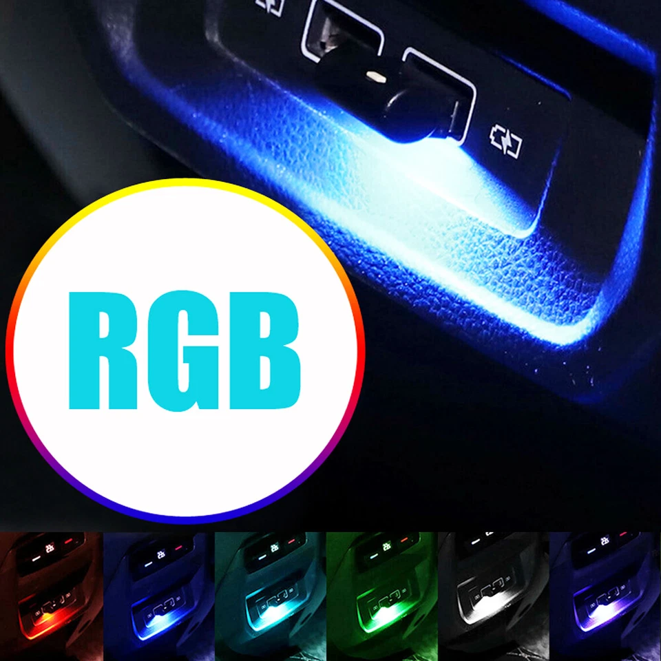 2 Piezas Mini USB LED Coche Luz Interior Estado de ánimo Neón Atmósfera Lámparas Ambientales Inalámbricas Foto 2 de 4