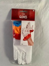 Clown Gloves Short Circus One Size White Orange Red Blue Costume NIP
