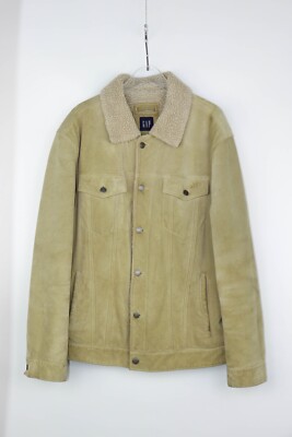 GAP Vintage Cream Beige Cow Suede Leather Sherpa Jacket | eBay