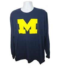 University of Michigan Adult Blue Adidas Long Sleeve T-Shirt Wolverines XL