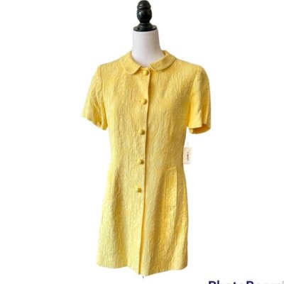 Louben 60s mod vintage style brocade damask yellow Peter Pan