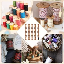 20Pcs Antique Wooden Empty Spools 1.57" Empty Thread Spools Wooden Ribbon Spool