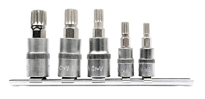 Steckschlüssel Nuss Spline Nüsse Satz 5-tlg Innen Vielzahn 1/4'' 3/8'' M5-M12 XZN
