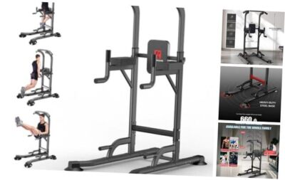 Power Tower Adjustable Height Pull Up & Dip Station Multi-Function Home K