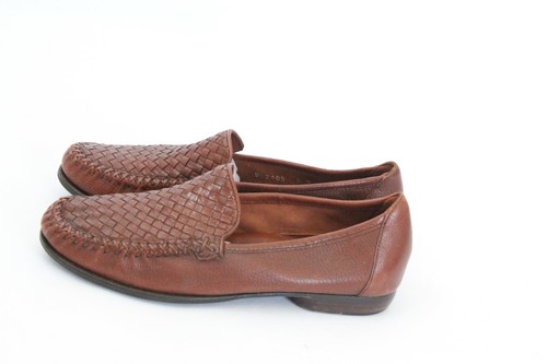 Mocassini Cole Haan Penny scarpe slip on donna 6 pelle intrecciata marrone comode - Foto 2 di 9