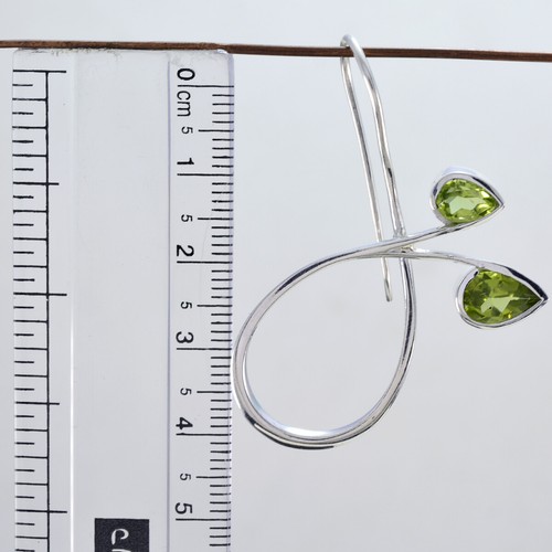 Superb Earring Peridot Earring Anniversary Jewelry Homemade Silver Earring US - Picture 13 of 17
