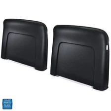 1968-1972 GM Black Bucket Seat Backs Side Button Molded Plastic & Chrome Trim PR
