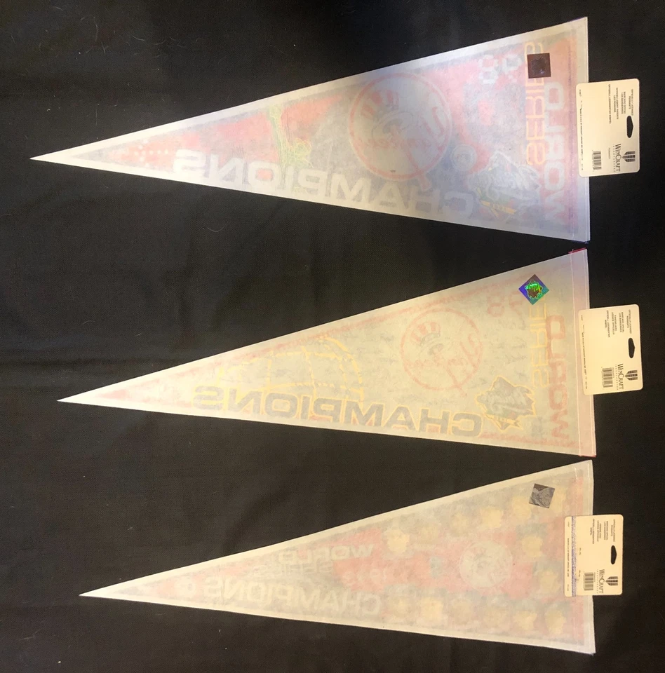(3)x New York Yankees 1998 World Series Champions VINTAGE Full Size Pennant Lot - Image 2 of 4