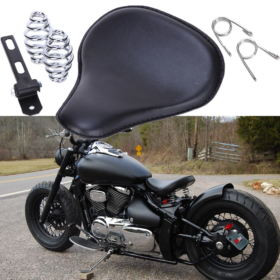 Asiento individual de resorte negro JQ para Suzuki Boulevard C50 M50 S50 S40 Bobber Foto 2 de 4