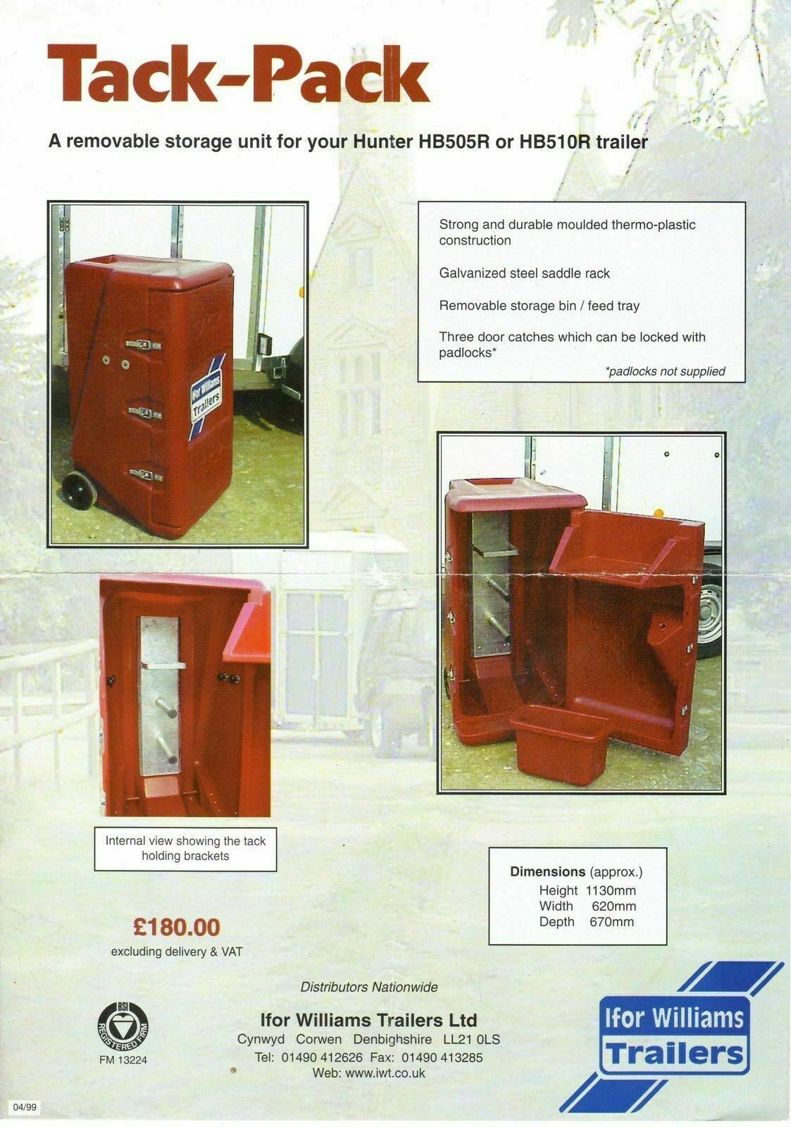 Ifor Williams Removeable Tack Pack For Hunter Trailer Brochure Leaflet 6159E eBay