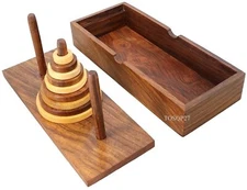 Gift Tower Hanoi Puzzle Brainteaser Game Tower of Hanoi 9 Ring Wooden Best Ar...