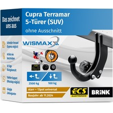 ANHÄNGERKUPPLUNG für Cupra Terramar ab 24 starr BRINK +13pol E-Satz ABE
