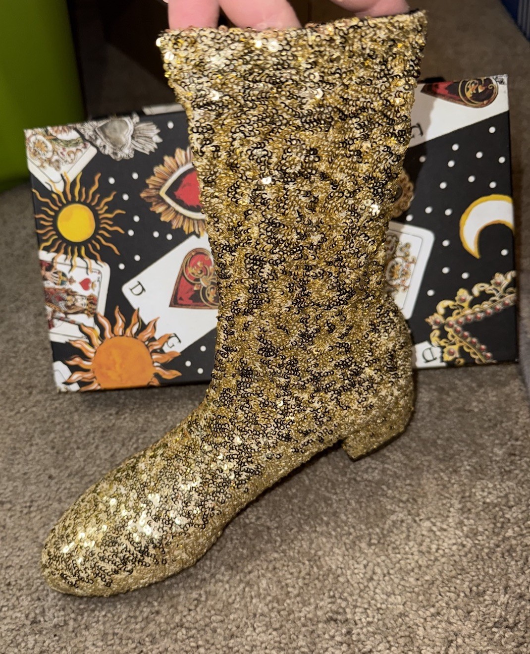 $1,275  DOLCE & GABBANA Sequin Sock Boots (35.5 EU; 5.5 US)  Brand New w/ Box