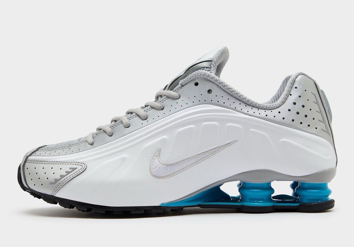 Nike Shox R4 Metallic Silver White Blue Lagoon HQ1988-005 - Men
