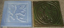 Lot 2 Vintage Detroit PEWABIC Pottery Bird Eagle Animal 2000 & 2005 Wall Tile