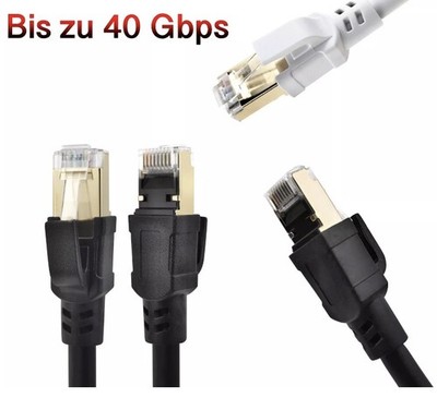 CAT8 Patchkabel 2m Netzwerkkabel S/FTP LAN DSL Ethernet Rj45 Schwarz