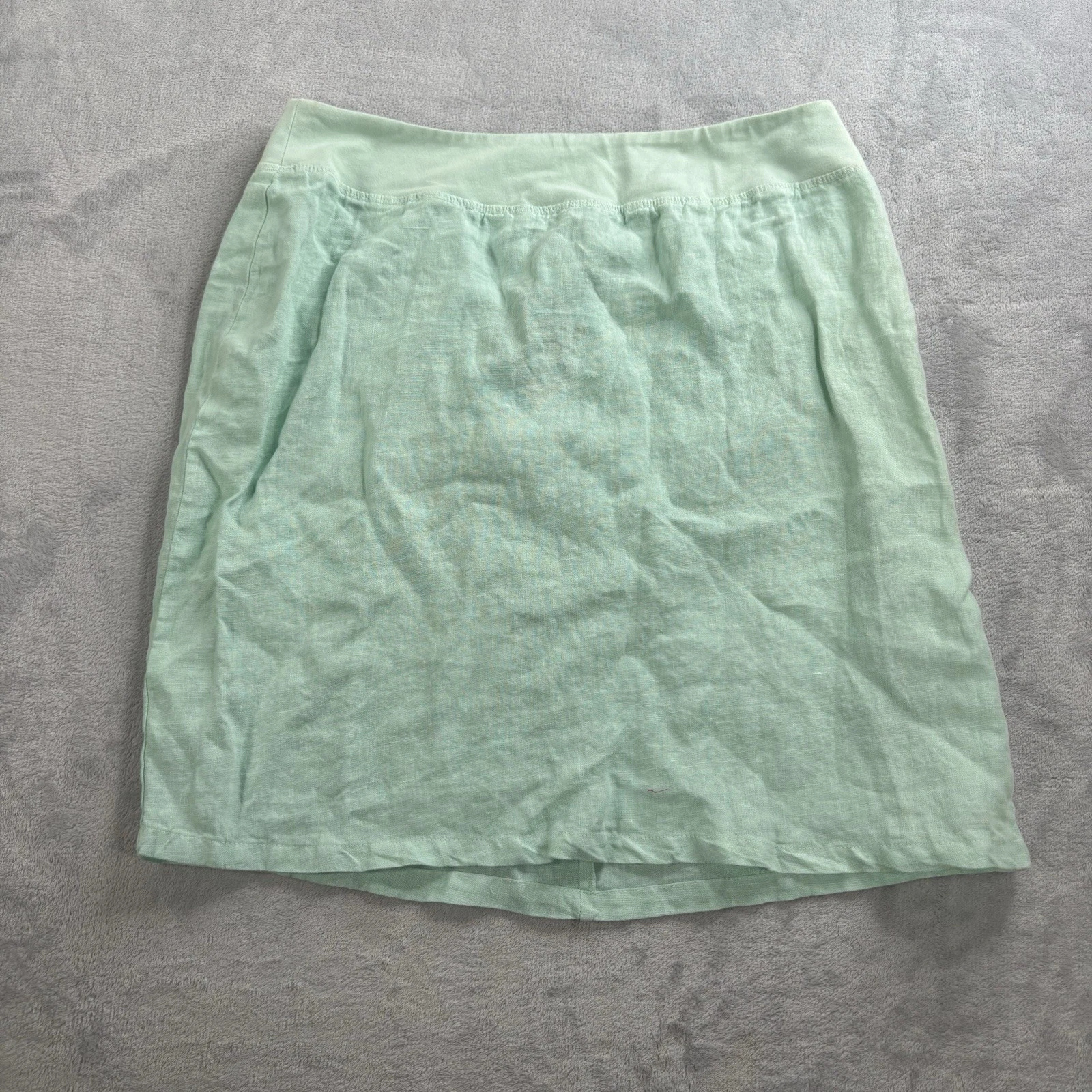 NWT Cut Loose Skirt Womens L Large Blue Solid 100% Linen Walking Pencil Straight