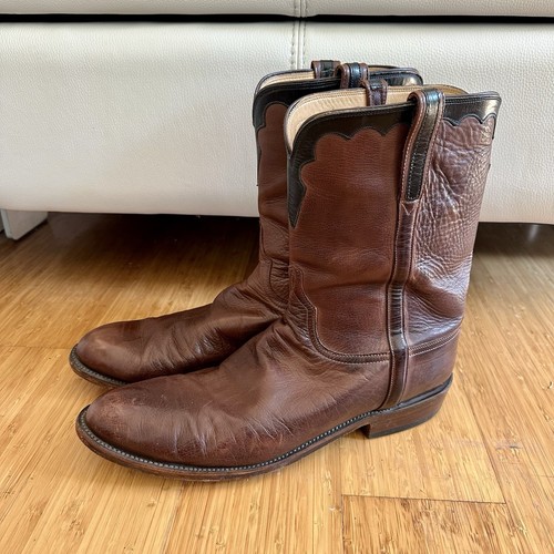 Lucchese Classics handgefertigte Whiskey Brown & Black Buffalo Stiefel Herren Größe 14