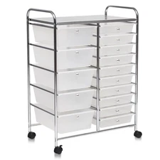 15 Drawer Rolling Storage Cart Tools Scrapbook Paper Organizer on Wheels Office