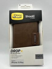 OtterBox Strada Folio MagSafe Apple iPhone 15 Plus Case Brown Leather – New