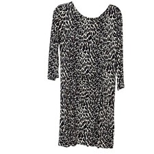 Tory Burch Ruched Leopard Print Bodycon Mini Dress Long Sleeve Womens L Animal