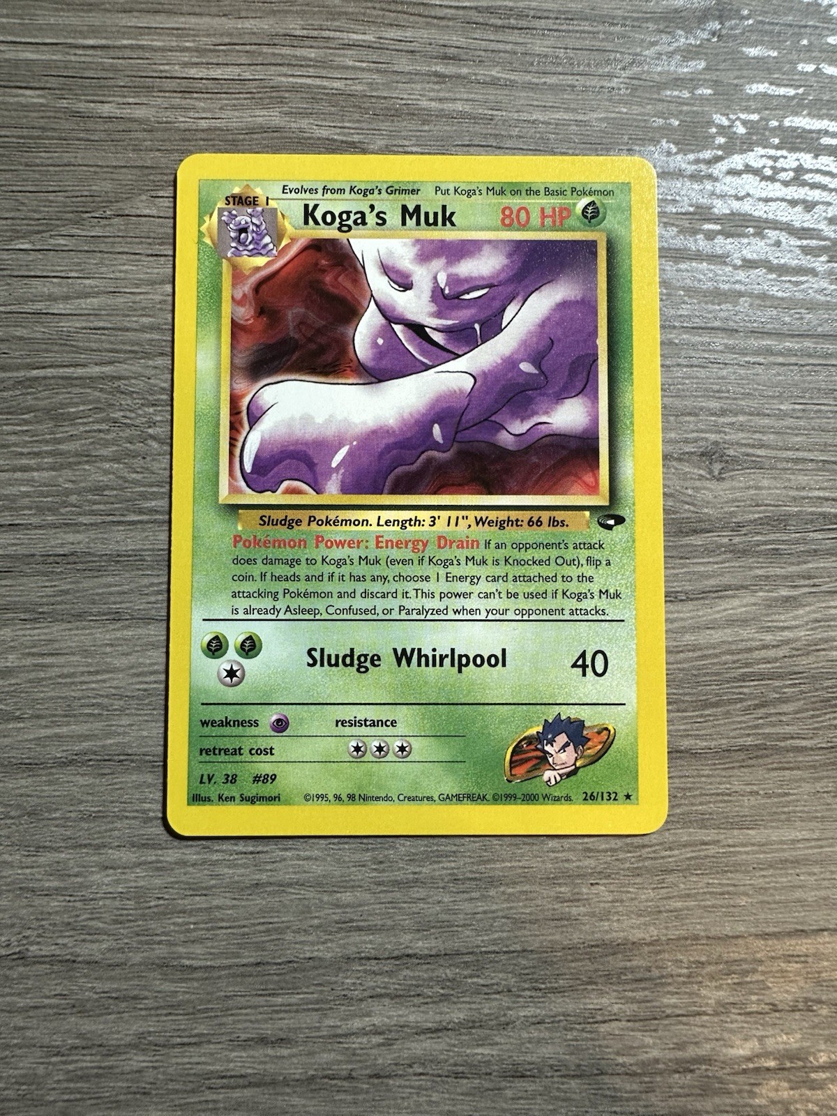 Koga’s Muk 26/132 Gym Challenge Unlimited 2000 Pokemon Card Rare NM