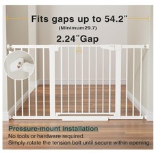 Cumbor 29.7-54.2" Wide Baby Gate Self Closing Dog Gate Pressure Mounted - White