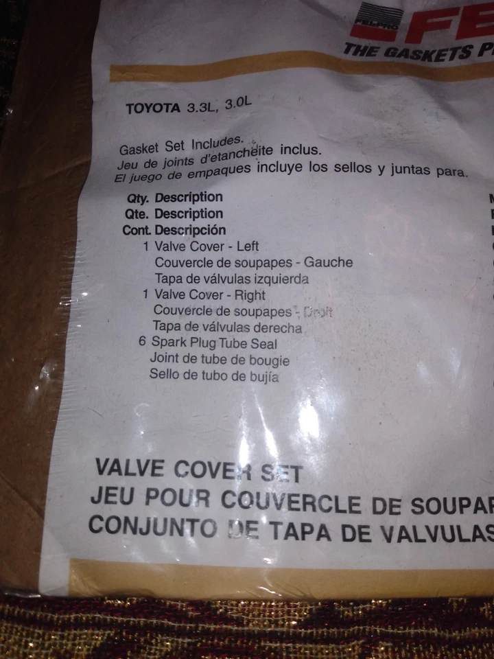 FEL-PRO Valve Cover Gasket Set(New) Toyota Avalon 01,02,03,04 3.3L 3.0L - Image 4 of 4