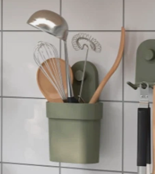 3x IKEA OBONAS Soporte de Pared Cocina Baño con Ventosa, Gris-Verde, 22 cm, 9" Foto 4 de 4