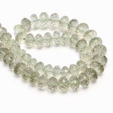 Natural Green Amethyst Faceted Rondelle Beads, 9 mm To 12.5 mm, Green Amethyst