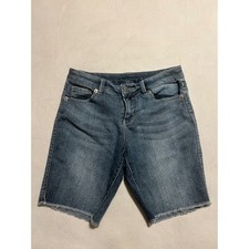 Cherokee Girls Blue Denim Bermuda Shorts Raw Hem Textured Size Large L/G
