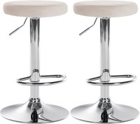 2Er Set Barhocker Ponte Samt Chrom Creme