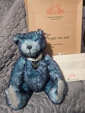 Steiff Teddy Bear "Forget Me Not"-- 00265--blue mohair with box and certificate