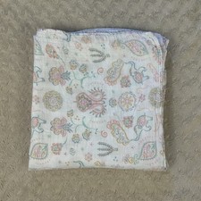 Angel Dear Boho Elephant Floral Baby Swaddle Blanket Bamboo Cotton Blend White
