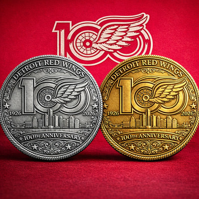 Detroit Red Wings 100th Anniversary Gold/ Silver Coins NHL Hockey