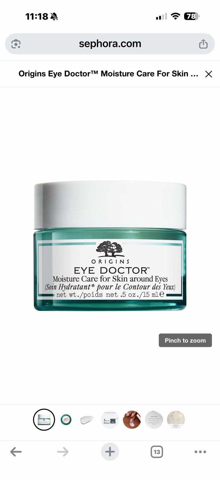 Origins Eye Doctor Moisture Care For Skin Around Eyes - Size 15mL / 0.5 Oz NIB