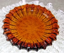 Vtg Amber Glass Ashtray for Smoking Stand Thick Heavy Large Minor Chips