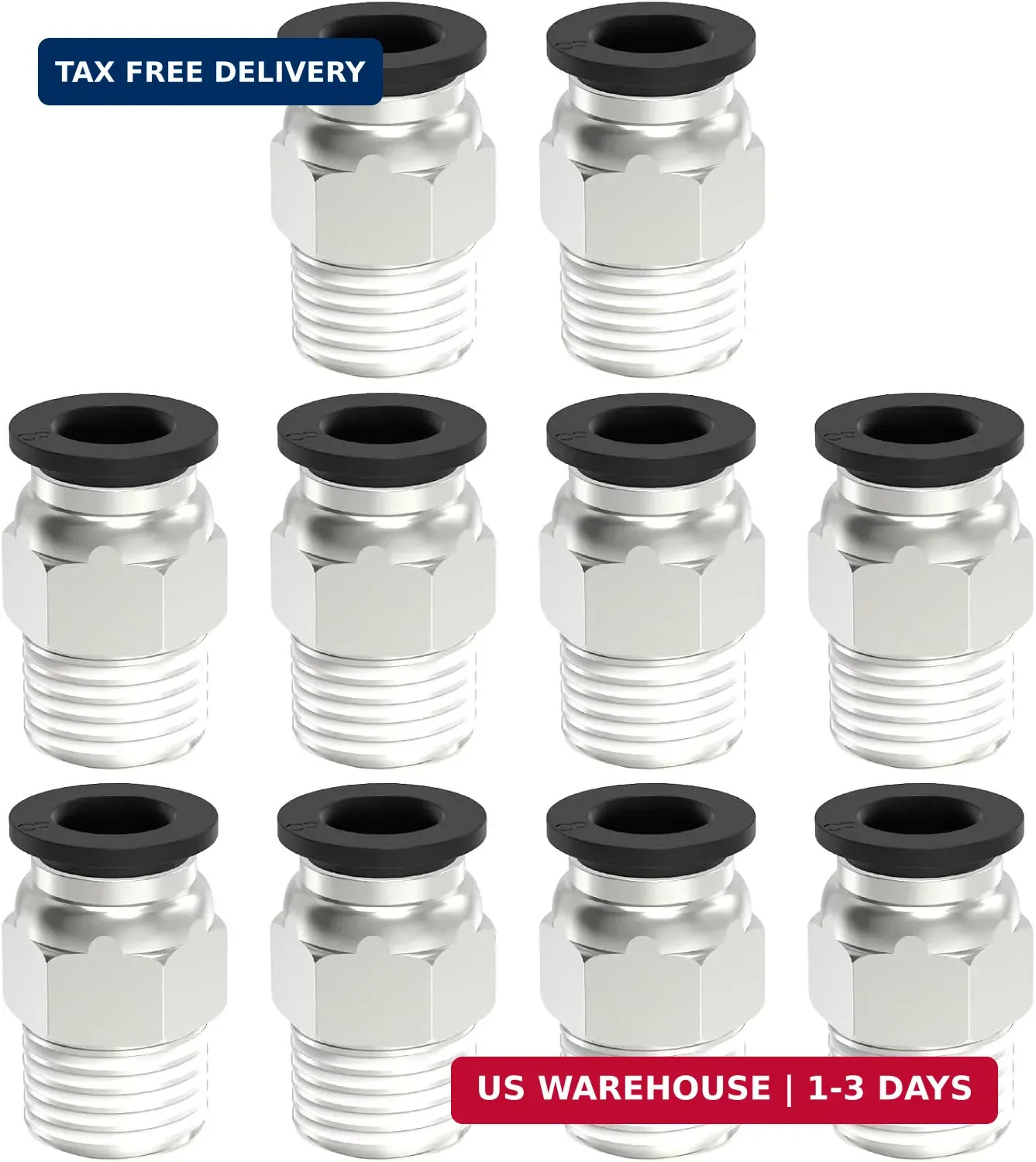Push to Connect Fittings, 8mm Tube OD x 1/4 Inch NPT Thread Push to Connect Fitt