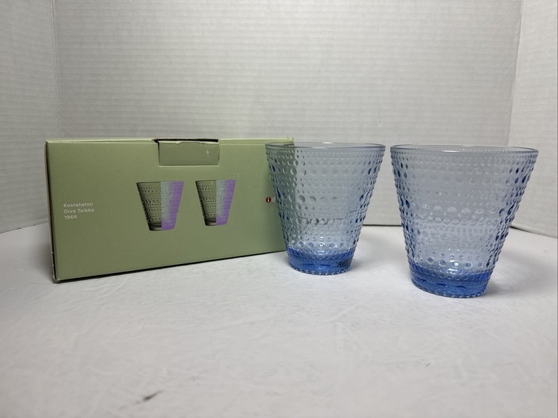 iittala Kastehelmi Tumblers 30 cl/ 10 oz - Set Of 2 - Aqua Blue - New