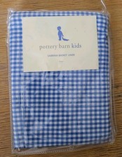 Pottery Barn Kids Sabrina Blue and White Gingham Basket Liner Large NWT