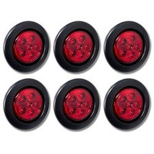 6pc - 2.5 Round 6 Led Red Light Truck Trailer Side Marker Clearance Grommet Kit