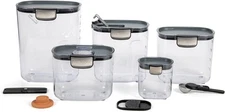 9-Piece Airtight Food Storage Container Set – Clear Plastic Flour and Sugar