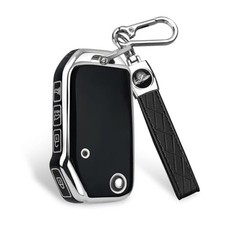 for KIA Key Fob Cover with keychian, Soft and Durable Key Cover TPU S-black
