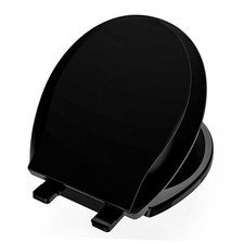 Toilet Seat Round 16.5 Inch, Toilet Lid Slow Close Toilet Seat Soft Close Black