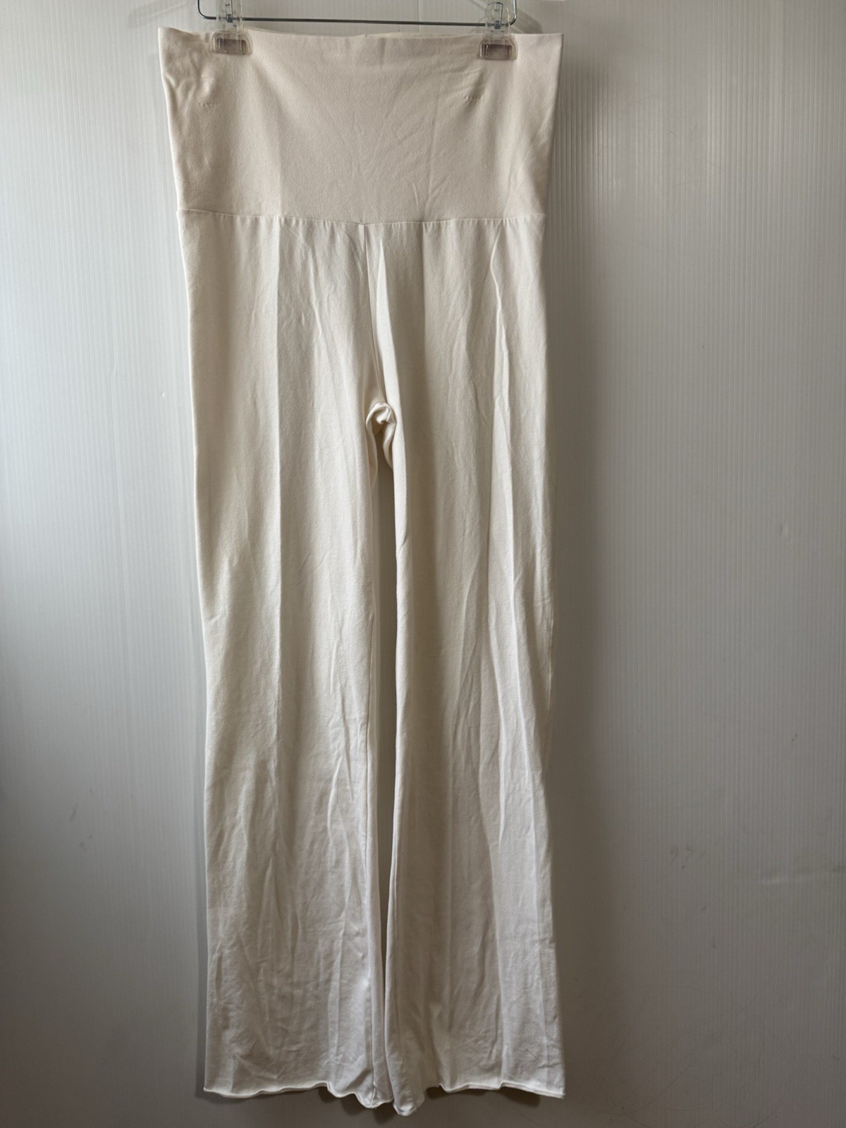 SKIMS Cotton Jersey Foldover Pants Marble White Wide Leg Women’s Sz XL