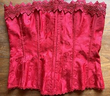 Fredericks of Hollywood Red Goth Corset Bustier Lace Up Boned Top Size 38 Y2K